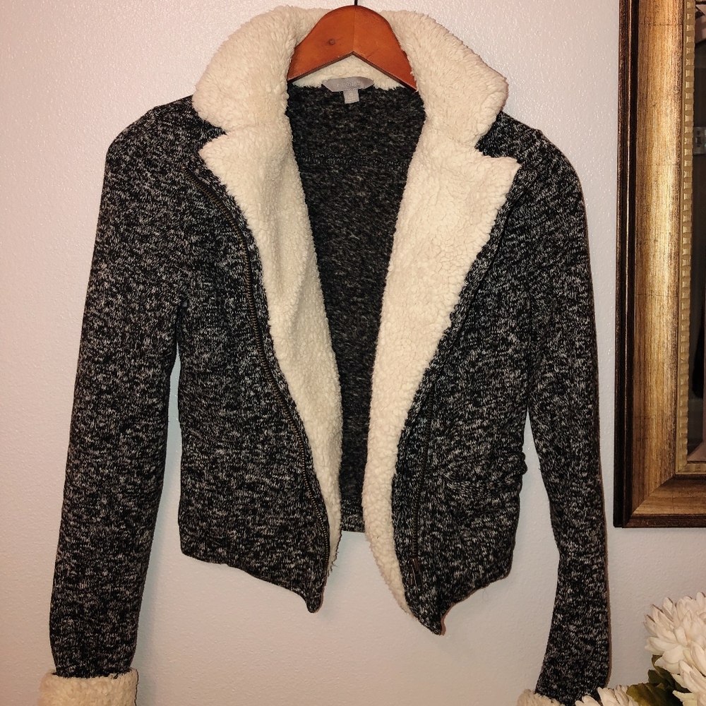 Black & Grey Fur Jacket
